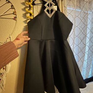 Fashion Nova Black Mini Dress with Silver Accents